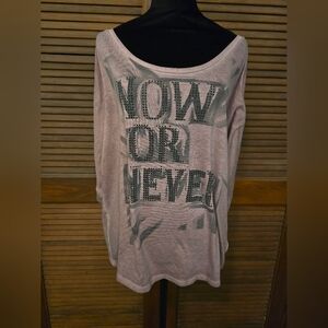 Decree XL "Now or Never" Rhinestone Flowy Top
